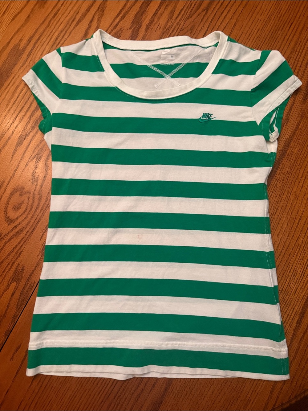 Nike Green & White Striped Short Sleeve Tee